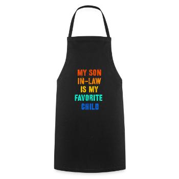 Mon gendre est mon enfant préféré drôle maman et papa - Tablier de cuisine - noir - Devant - AI Model Male 185 dark (185cm)