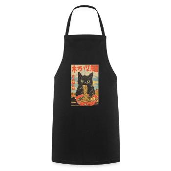 Funny Cat Ramen Japanese Japan Lover - Cooking Apron - black - Front - AI Model Male 185 dark (185cm)
