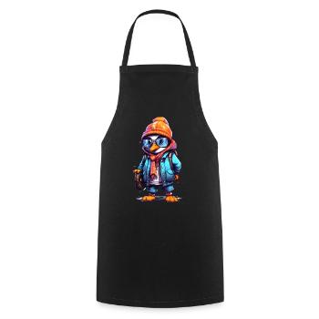 Cute Penguin Cartoon - Cooking Apron - black - Front - AI Model Male 185 dark (185cm)