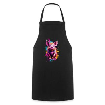 Pig Cool Pig in buntem und coolem Design - Kochschürze - Schwarz - Vorne - AI Model Male 185 dark (185cm)