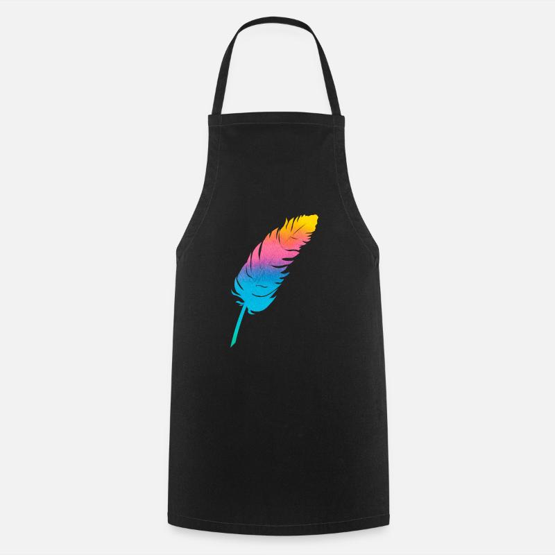 Colorful feather - Cooking Apron - black