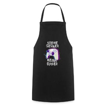 Suche Gegner Keine Opfer Gamer - Kochschürze - Schwarz - Vorne - AI Model Male 185 dark (185cm)