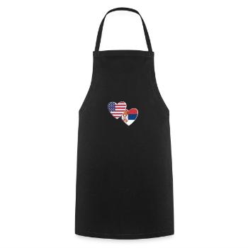 États-Unis Serbie américaine drapeau serbe fierté patriotique - Tablier de cuisine - noir - Devant - AI Model Male 185 dark (185cm)