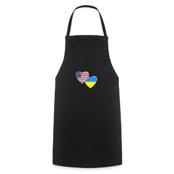 USA American Ukraine Ukrainian Flag Patriotic - Cooking Apron - black - Front - AI Model Male 185 dark (185cm)