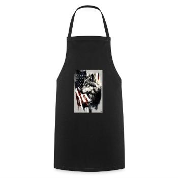 Wolf Design by ART8NS Art on Streetwear S 20of25 - Cooking Apron - black - Front - AI Model Male 185 dark (185cm)