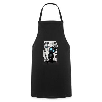 Robot Graffiti Design par ART8NS Art ON Streetwear - Tablier de cuisine - noir - Devant - AI Model Male 185 dark (185cm)