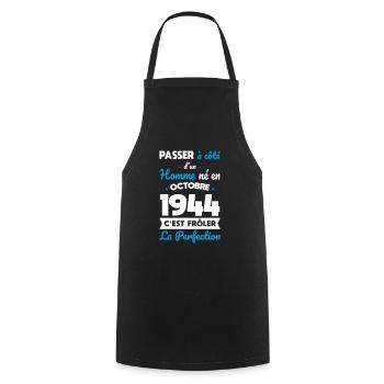 80th Birthday - Born in October 1944 - Cooking Apron - black - Front - AI Model Male 185 dark (185cm)