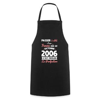 18th birthday - born in October 2006 - Cooking Apron - black - Front - AI Model Male 185 dark (185cm)