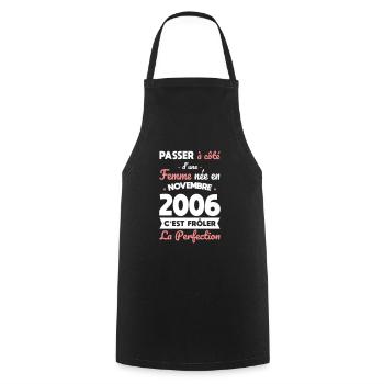 18th Birthday - Born in November 2006 - Cooking Apron - black - Front - AI Model Male 185 dark (185cm)