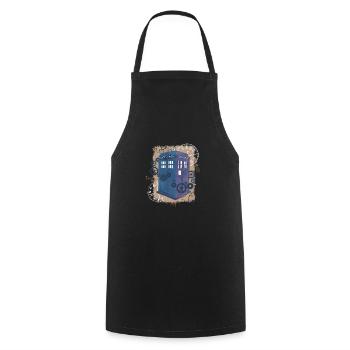 Steampunk policebox blc - Tablier de cuisine - noir - Devant - AI Model Male 185 dark (185cm)