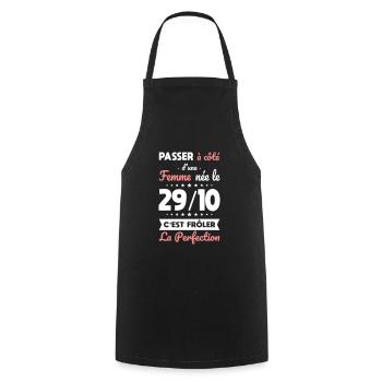 Anniversaire - Née 29 Octobre Frôler perfection - Tablier de cuisine - noir - Devant - AI Model Male 185 dark (185cm)