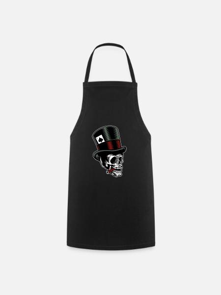 Totenkopf mit Zylinder - Kochschürze - Schwarz