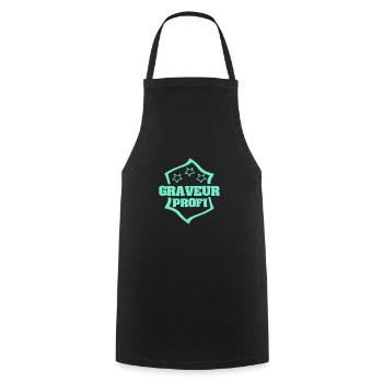Profession Graveur - Tablier de cuisine - noir - Devant - AI Model Male 185 dark (185cm)