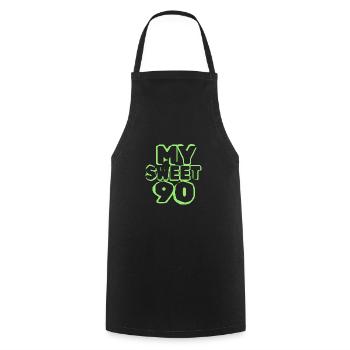 90ème anniversaire - Tablier de cuisine - noir - Devant - AI Model Male 185 dark (185cm)