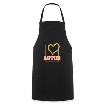 Artur as a heart - Cooking Apron - black - Front - AI Model Male 185 dark (185cm)