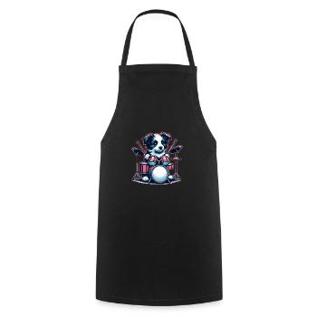 Cool Border Collie Drummer Puppy - Cooking Apron - black - Front - AI Model Male 185 dark (185cm)