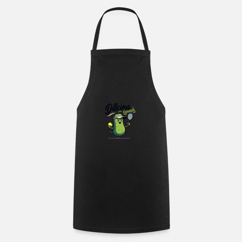 Dillcious Smash Pickle Tennis Fun - Cooking Apron - black