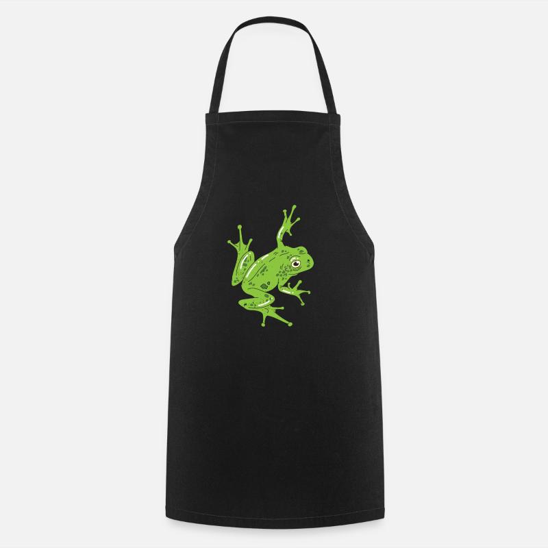 Funny Graphic Tree Frog Pond Animal Lover Gift - Cooking Apron - black