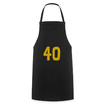 40. 40 YEARS. 40th ANNIVERSARY. 40TH ANNIVERSARY. - Cooking Apron - black - Front - AI Model Male 185 dark (185cm)