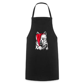 Santa WEISSER SWISS SHEPHERD Christmas - Cooking Apron - black - Front - AI Model Male 185 dark (185cm)