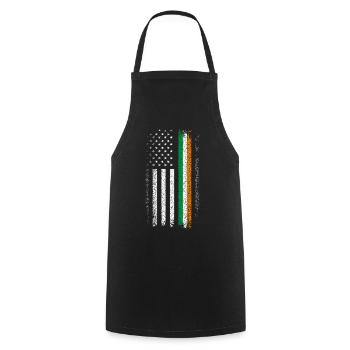 American Flag Meets Irish Tricolor Distressed - Cooking Apron - black - Front - AI Model Male 185 dark (185cm)