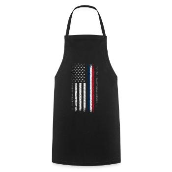 Drapeau en difficulté : Ligne bleue-rouge - Tablier de cuisine - noir - Devant - AI Model Male 185 dark (185cm)