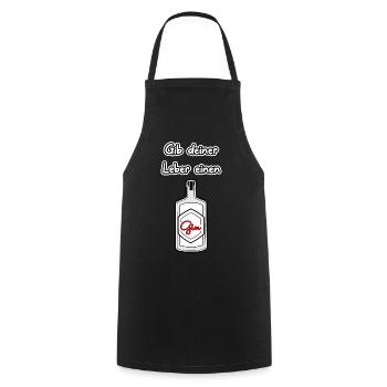 Gib deiner Leber einen Gin - Kochschürze - Schwarz - Vorne - AI Model Male 185 dark (185cm)