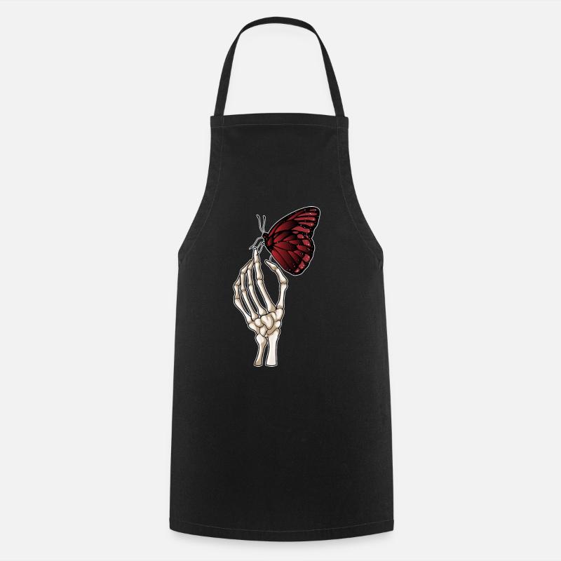 Papillon à main squelette - Tablier de cuisine - noir