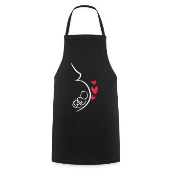 Baby Bump Maman Bébé Enceinte Coeur Grossesse - Tablier de cuisine - noir - Devant - AI Model Male 185 dark (185cm)