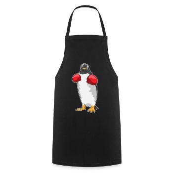 Pinguin Boxer Boxhandschuhe - Kochschürze - Schwarz - Vorne - AI Model Male 185 dark (185cm)