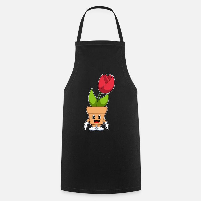 Blumentopf Tulpe Blumen - Kochschürze - Schwarz