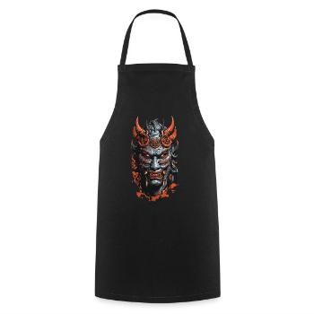 Dämonische Oni Maske Halloween Horror Design - Kochschürze - Schwarz - Vorne - AI Model Male 185 dark (185cm)