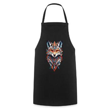 Spirituel indien Fox Feather Design Boho Style - Tablier de cuisine - noir - Devant - AI Model Male 185 dark (185cm)