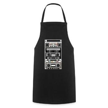 Kassetten Lineart Retro - Kochschürze - Schwarz - Vorne - AI Model Male 185 dark (185cm)