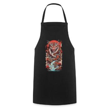 Asiatischer Drache Ukiyo-E Drachen Kunst Design - Kochschürze - Schwarz - Vorne - AI Model Male 185 dark (185cm)