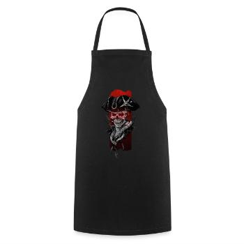 Crimson Gaze: Fluch des Piraten - Kochschürze - Schwarz - Vorne - AI Model Male 185 dark (185cm)