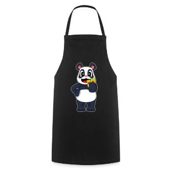 Panda Poker Pokerkarten - Kochschürze - Schwarz - Vorne - AI Model Male 185 dark (185cm)