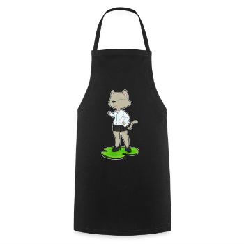 Katze Sekretärin Papier Büro - Kochschürze - Schwarz - Vorne - AI Model Male 185 dark (185cm)