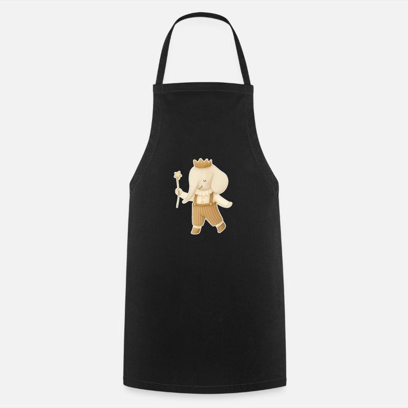 Royal elephant in overalls - Cooking Apron - black