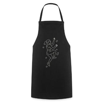 Silhouette du bloc | Grimpeur minimaliste - Tablier de cuisine - noir - Devant - AI Model Male 185 dark (185cm)