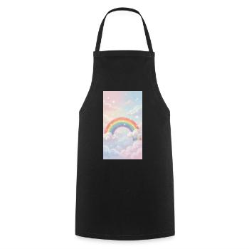 Regenbogen pastel Hintergrund - Kochschürze - Schwarz - Vorne - AI Model Male 185 dark (185cm)