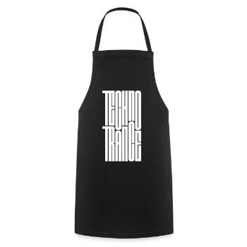 Techno-Trance-Logodesign - Kochschürze - Schwarz - Vorne - AI Model Male 185 dark (185cm)