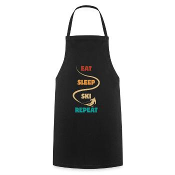 Eat Sleep Ski Repeat - Ski - Ski - Cooking Apron - black - Front - AI Model Male 185 dark (185cm)