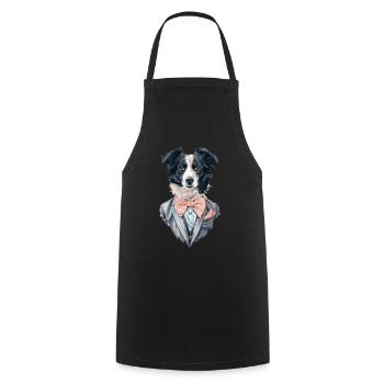 Border Collie - Kochschürze - Schwarz - Vorne - AI Model Male 185 dark (185cm)