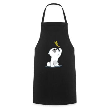 Cute Cartoon Polar Bear Cub by Cheerful Madness!! - Cooking Apron - black - Front - AI Model Male 185 dark (185cm)