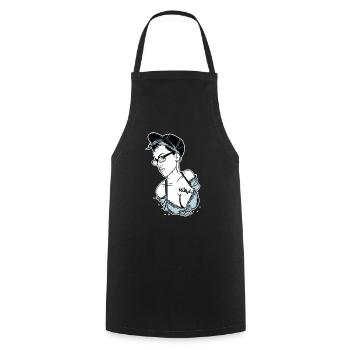 Nerle // Woman // Illustration - Kochschürze - Schwarz - Vorne - AI Model Male 185 dark (185cm)