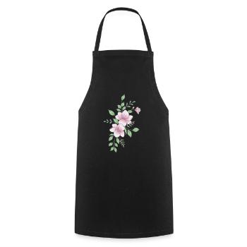Weiße rosa Blume - Kochschürze - Schwarz - Vorne - AI Model Male 185 dark (185cm)