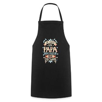 idee cadeau je suis un papa bricoleur qui déchire - Tablier de cuisine - noir - Devant - AI Model Male 185 dark (185cm)