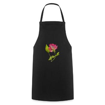 Pink rose with leaves isolated. - Kochschürze - Schwarz - Vorne - AI Model Male 185 dark (185cm)