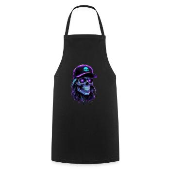 Crâne lueur violet hippie casquette - Tablier de cuisine - noir - Devant - AI Model Male 185 dark (185cm)